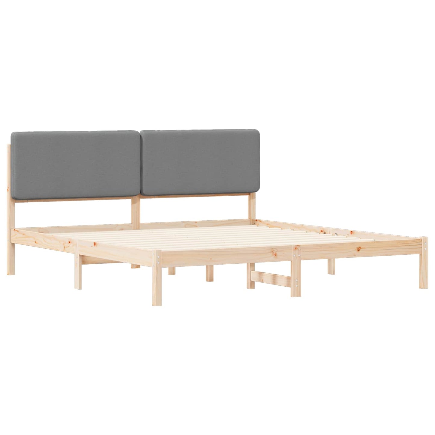 Letto con Testiera Rivestita Grigio chiaro 200 x 200 cm | homemem39