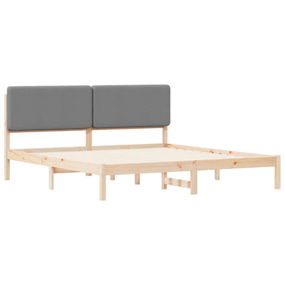 Letto con Testiera Rivestita Grigio chiaro 200 x 200 cm | homemem39