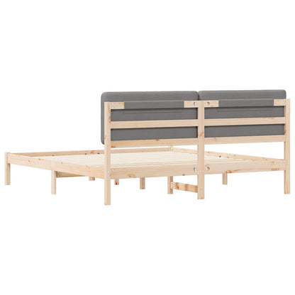 Letto con Testiera Rivestita Grigio chiaro 200 x 200 cm | homemem39