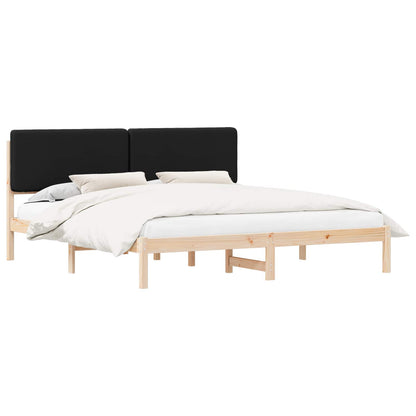 Letto con Testiera Rivestita Nero 200 x 200 cm Pino massello | homemem39