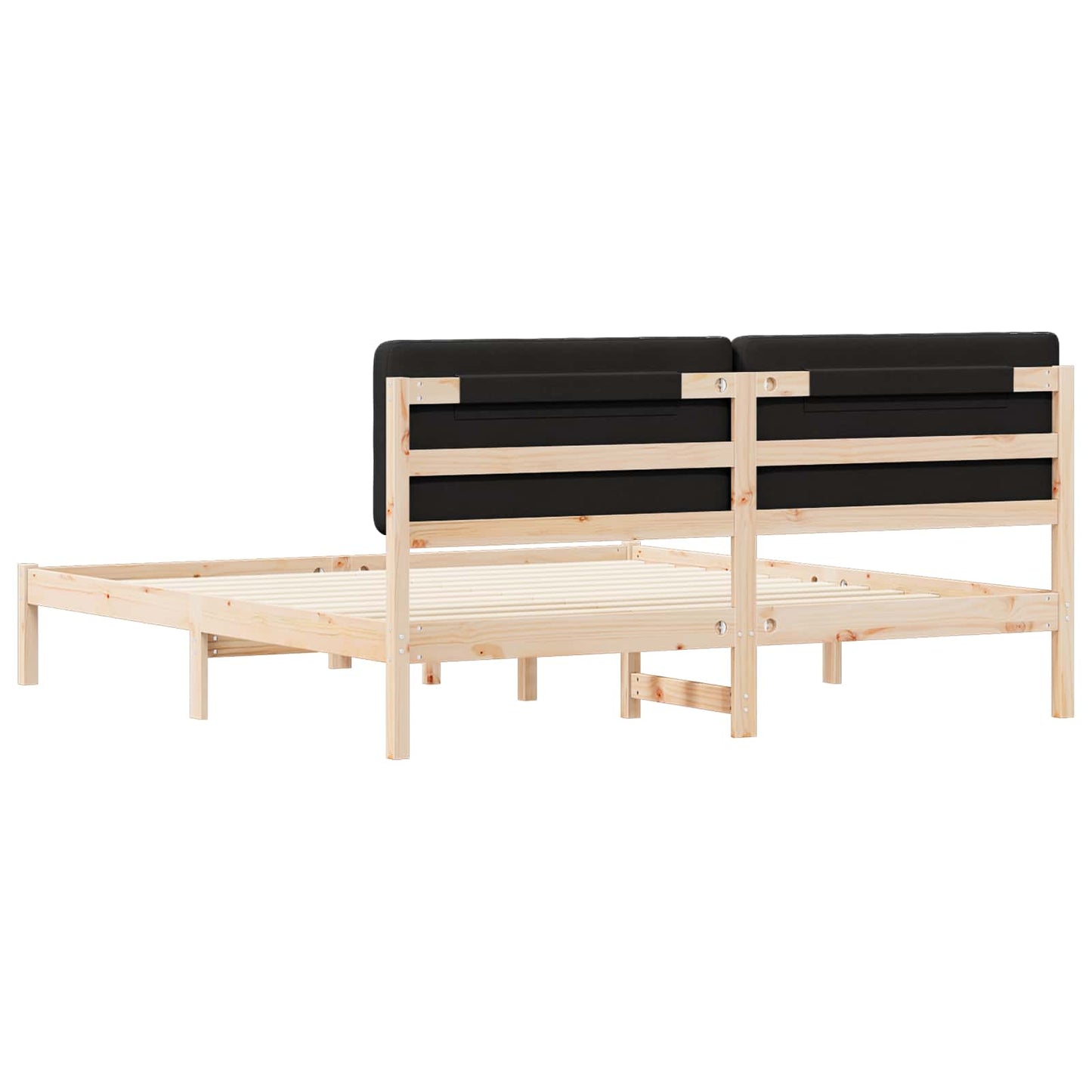 Letto con Testiera Rivestita Nero 200 x 200 cm Pino massello | homemem39