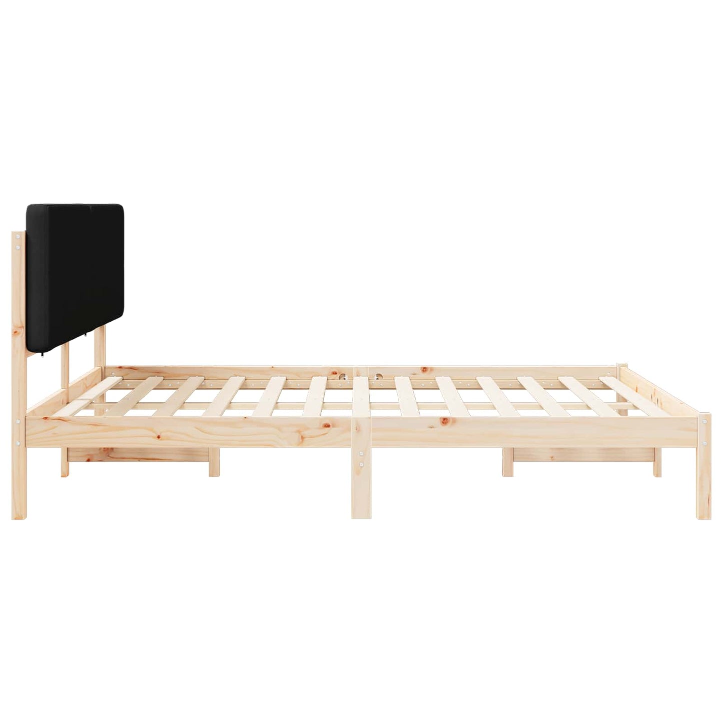 Letto con Testiera Rivestita Nero 200 x 200 cm Pino massello | homemem39