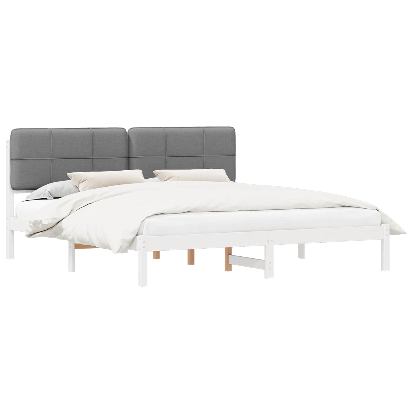 Letto con Testiera Rivestita Grigio chiaro 200 x 200 cm | homemem39
