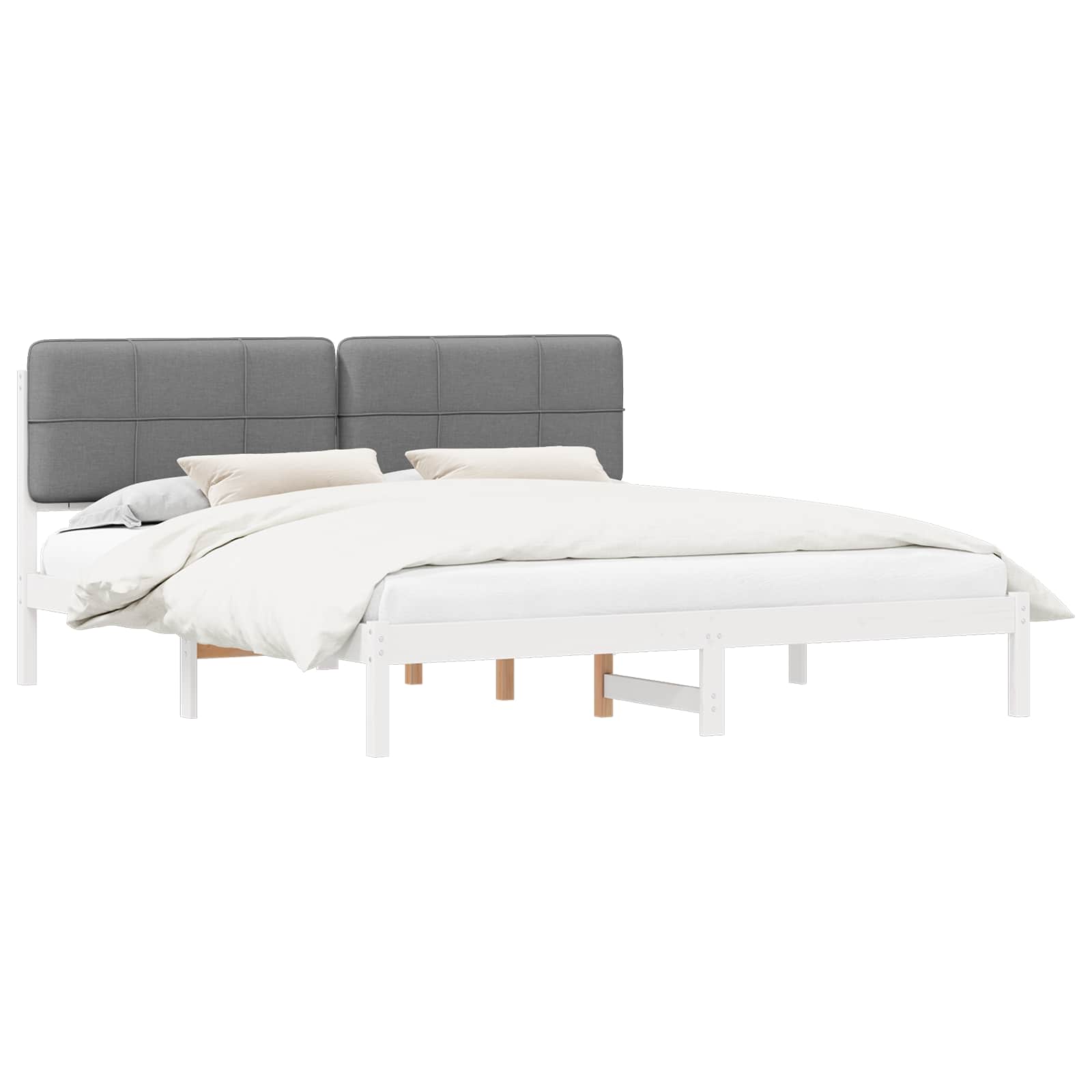 Letto con Testiera Rivestita Grigio chiaro 200 x 200 cm | homemem39