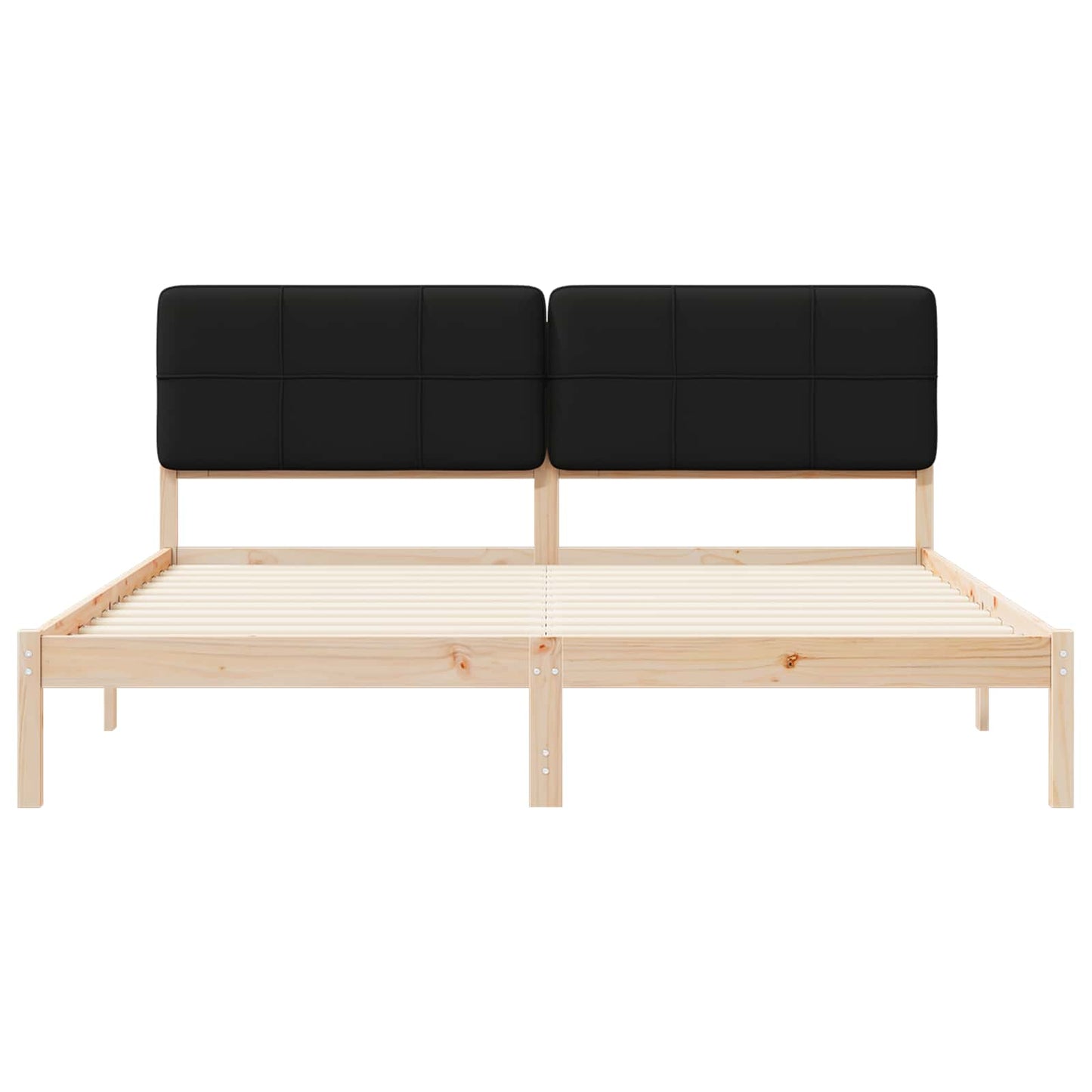 Letto con Testiera Rivestita Nero 200 x 200 cm Pino massello | homemem39