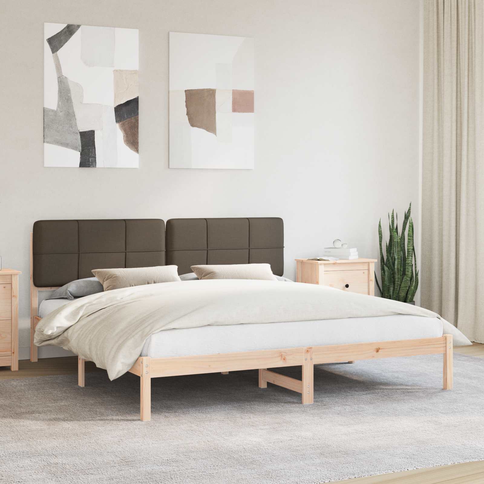 Letto con Testiera Rivestita Talpa 200 x 200 cm Pino massello | homemem39
