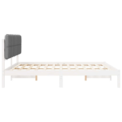 Letto con Testiera Rivestita Grigio chiaro 200 x 200 cm | homemem39