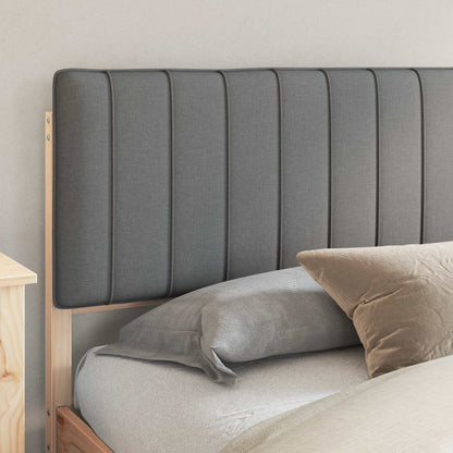 Letto con Testiera Rivestita Grigio chiaro 200 x 200 cm | homemem39