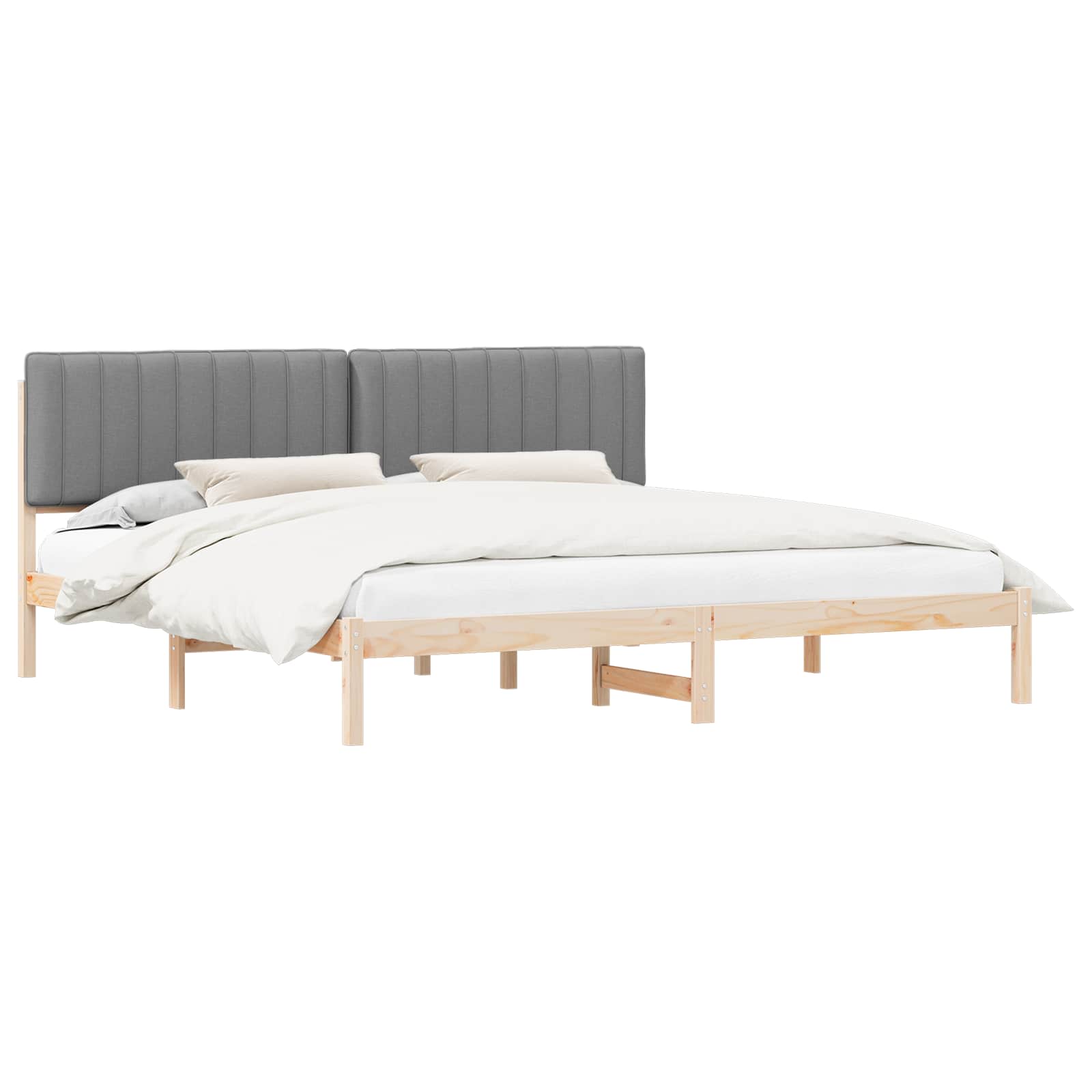 Letto con Testiera Rivestita Grigio chiaro 200 x 200 cm | homemem39