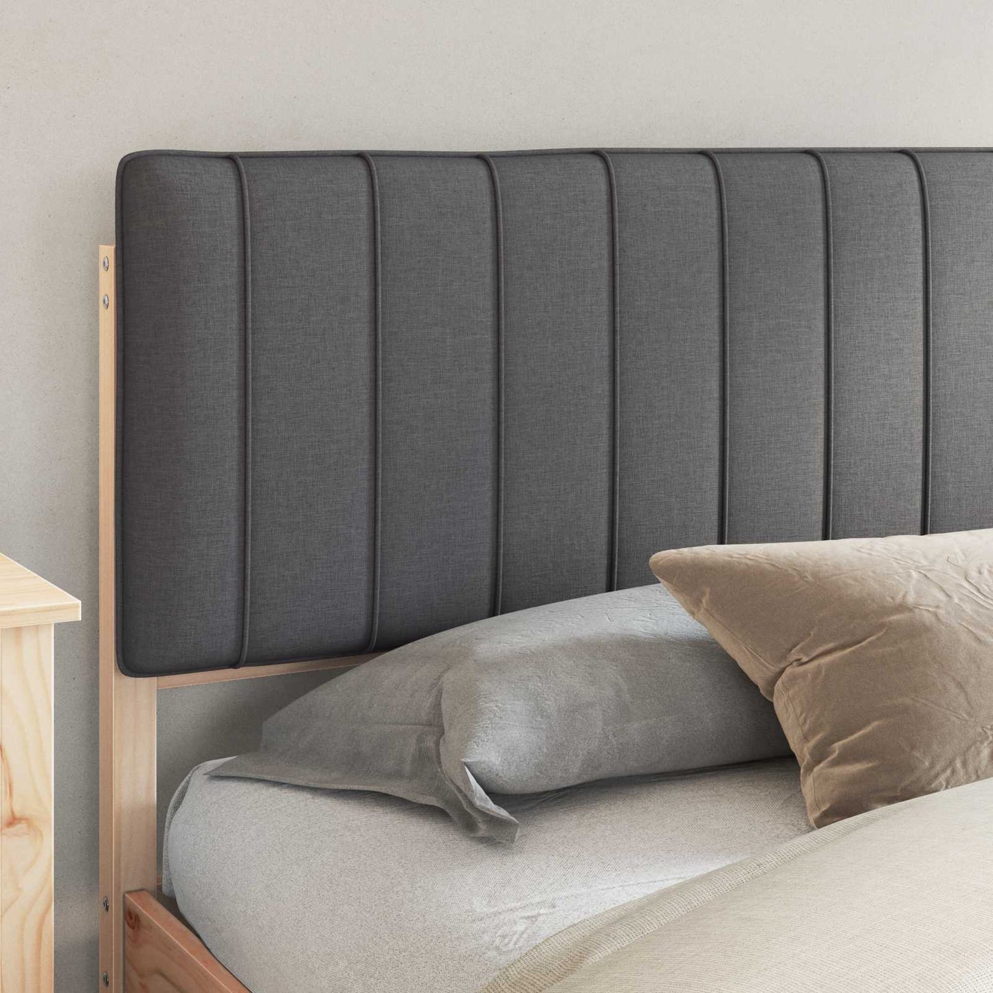 Letto con Testiera Rivestita Grigio scuro 200 x 200 cm | homemem39