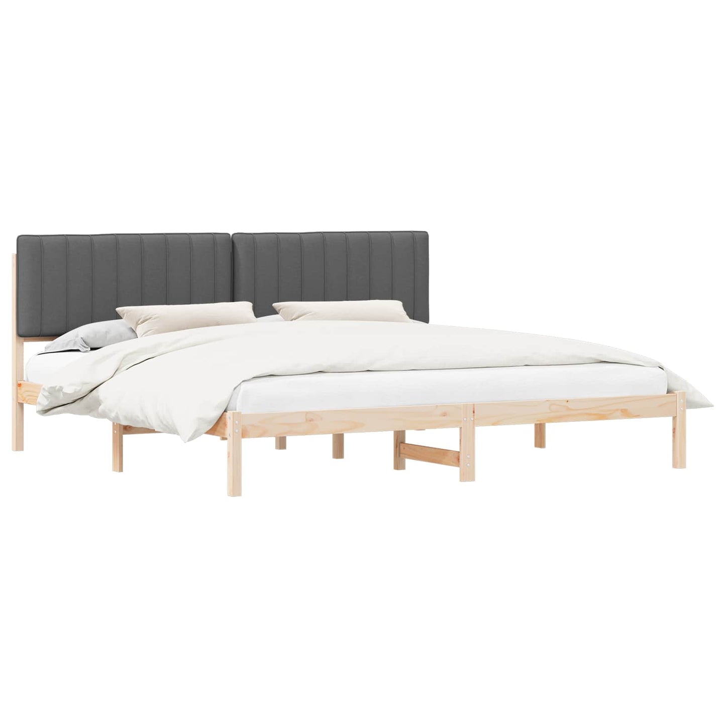 Letto con Testiera Rivestita Grigio scuro 200 x 200 cm | homemem39