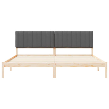 Letto con Testiera Rivestita Grigio scuro 200 x 200 cm | homemem39