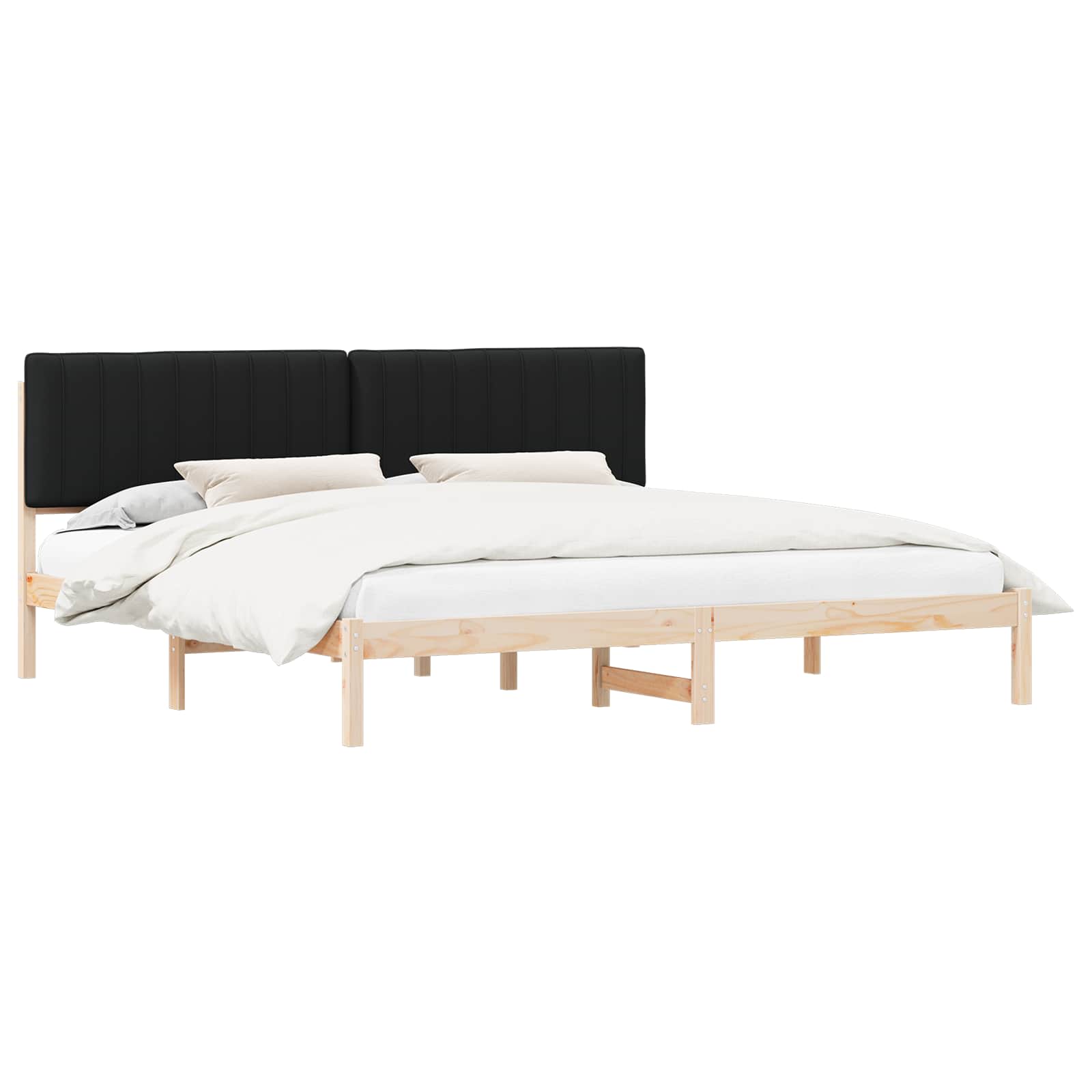 Letto con Testiera Rivestita Nero 200 x 200 cm | homemem39