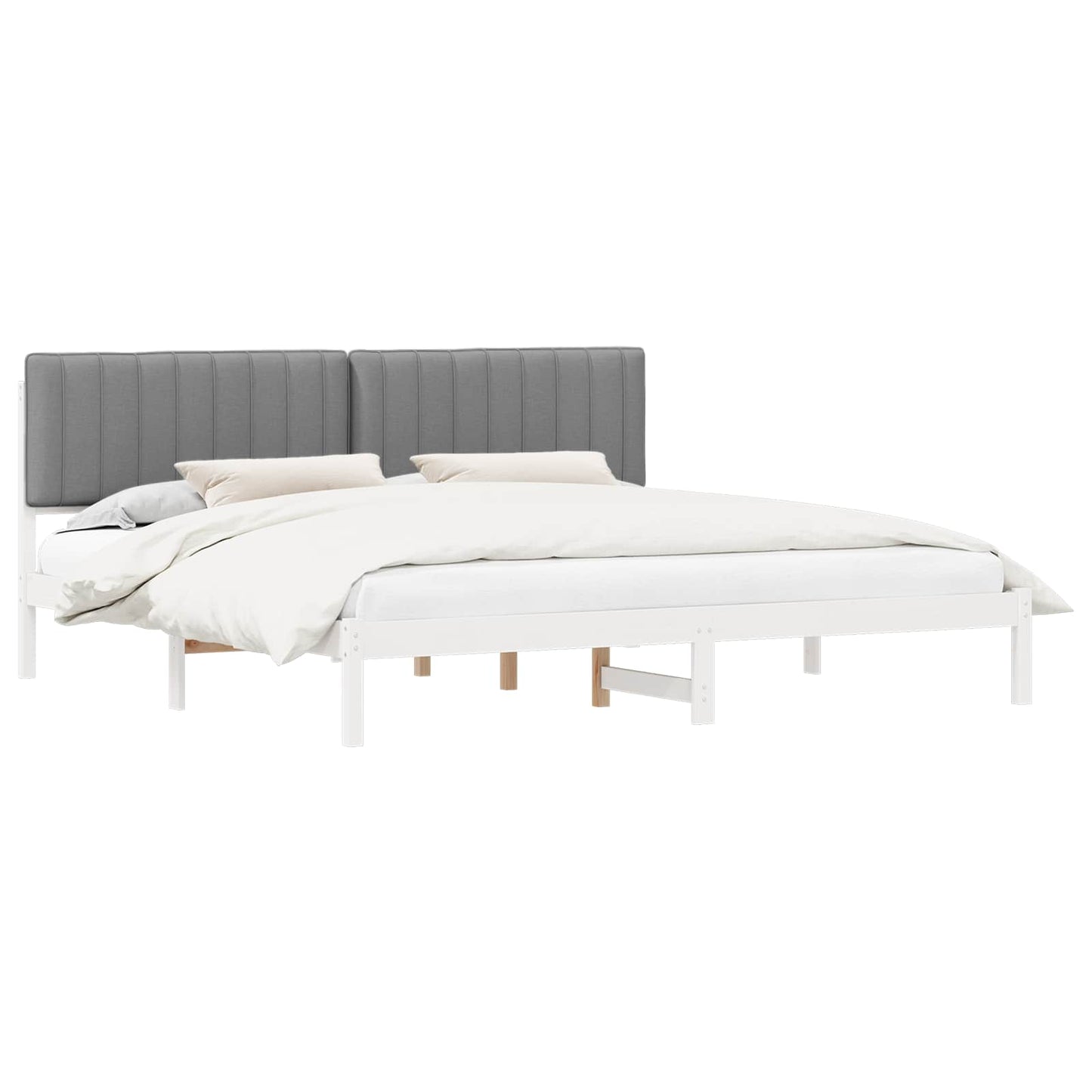 Letto con Testiera Rivestita Grigio chiaro 200 x 200 cm | homemem39