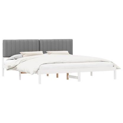 Letto con Testiera Rivestita Grigio chiaro 200 x 200 cm | homemem39