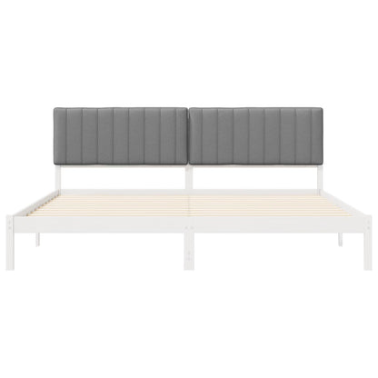 Letto con Testiera Rivestita Grigio chiaro 200 x 200 cm | homemem39