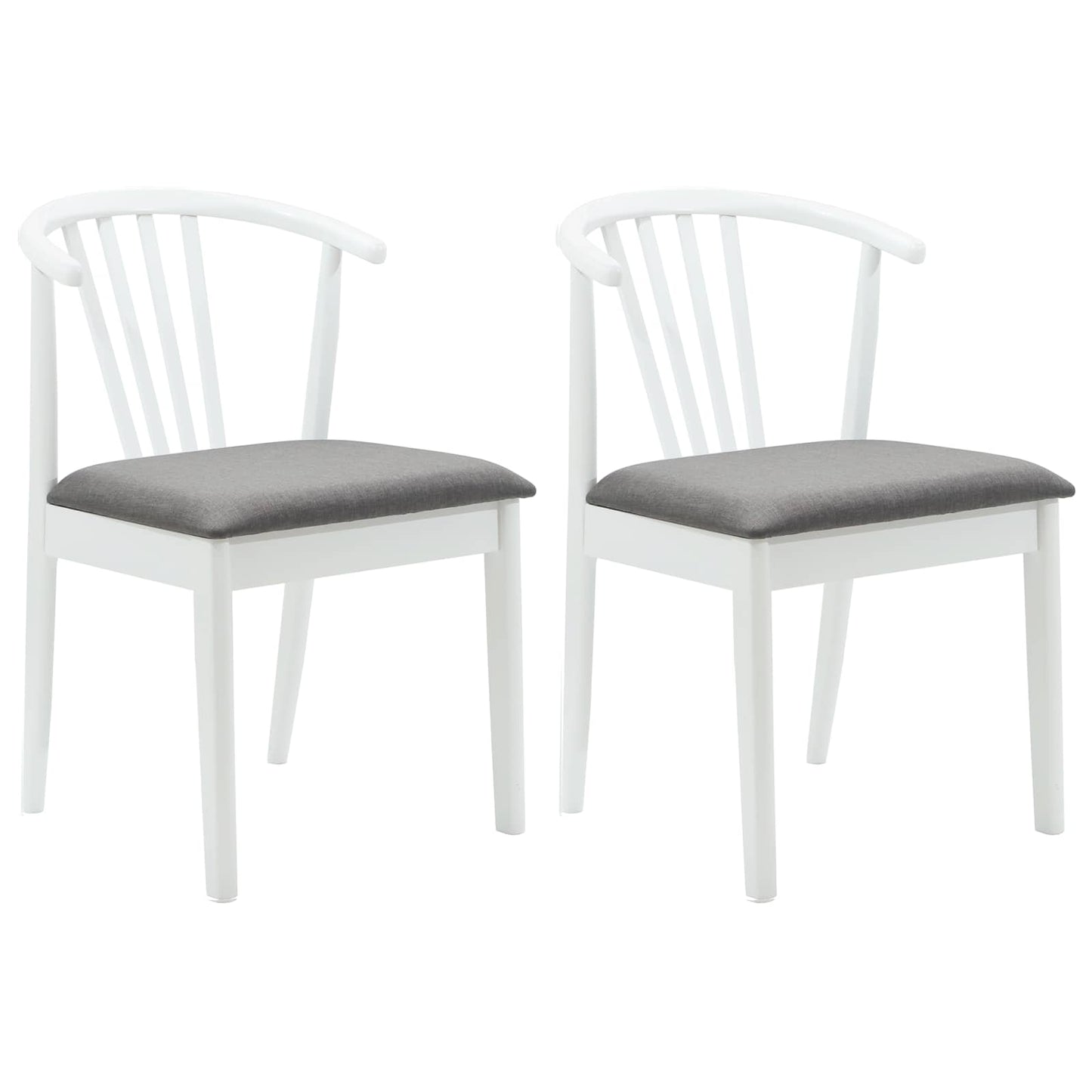 Sedia da pranzo 2 pcs Bianco e Grigio Legno di gomma massiccio