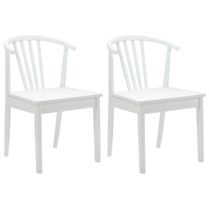 Sedia da pranzo 2 pcs Bianco Legno di gomma massiccio