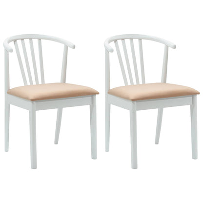 Sedia da pranzo 2 pcs Bianco e marrone Legno di gomma massiccio
