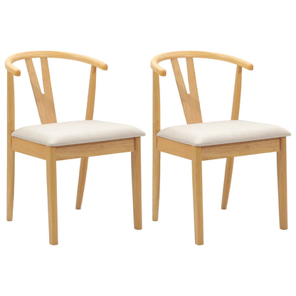 Sedia da pranzo 2 pcs Naturale e chiaro Legno di gomma solido