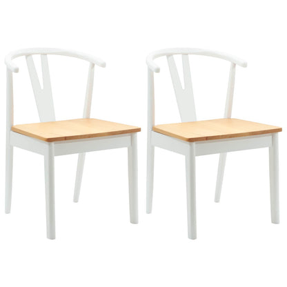 Sedia da pranzo 2 pcs Bianco e Naturale Legno di gomma solido