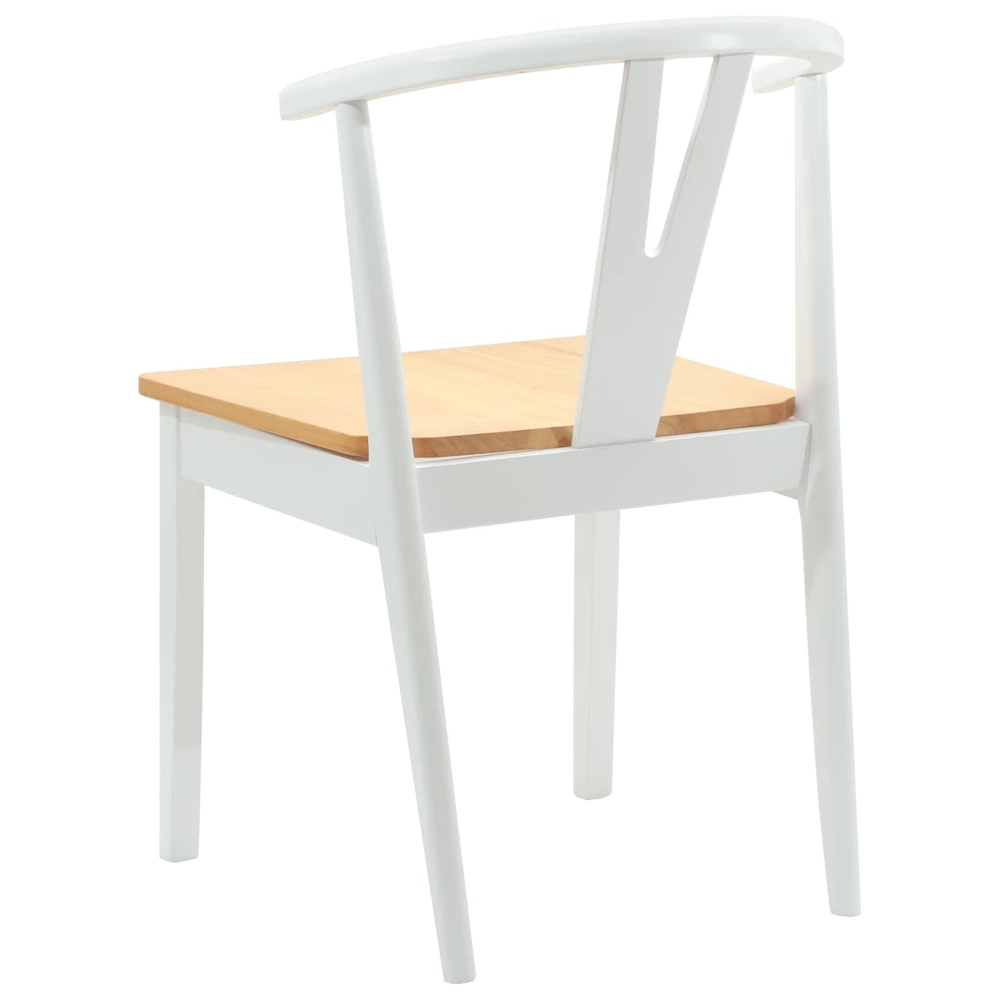 Sedia da pranzo 2 pcs Bianco e Naturale Legno di gomma solido