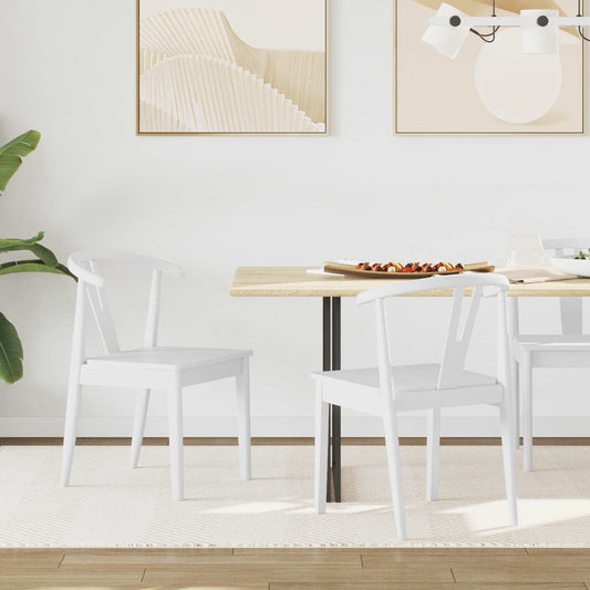 Sedia da pranzo 2 pcs Bianco e Bianco Legno di gomma solido | homemem39