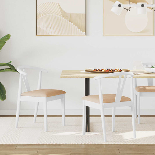 Sedia da pranzo 2 pcs Bianco e marrone Legno di gomma solido | homemem39