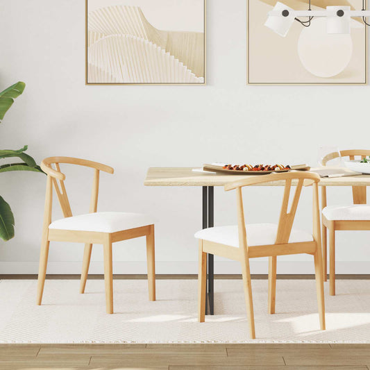 Sedia da pranzo 2 pcs Naturale e chiaro Legno di gomma solido