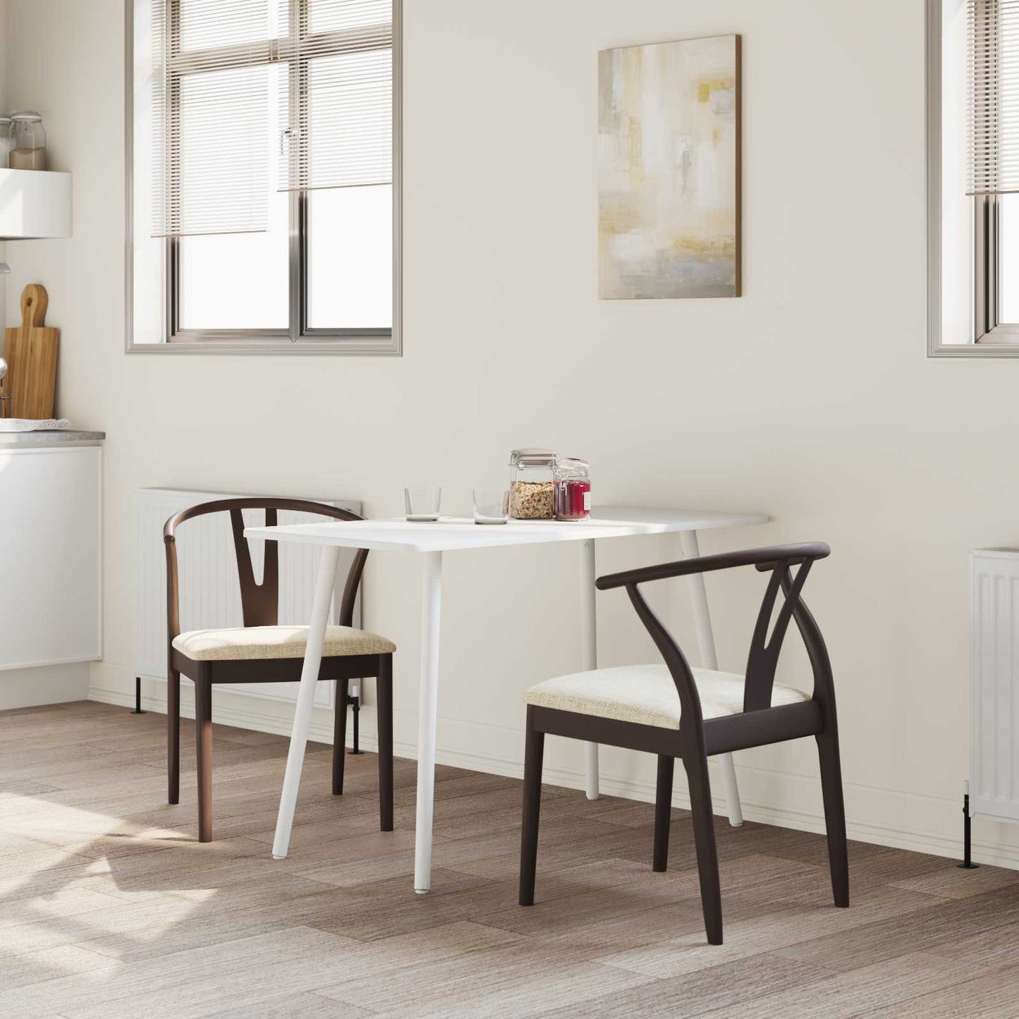 Sedia da pranzo 2 pcs Marrone chiaro e chiaro