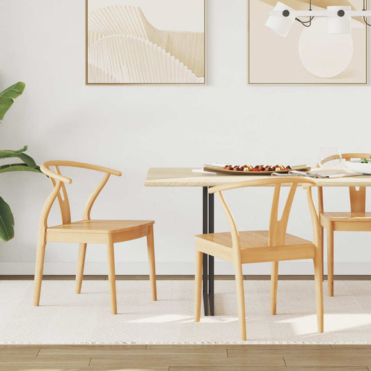 Sedia da pranzo 2 pcs Naturale Legno di gomma solido