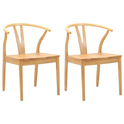 Sedia da pranzo 2 pcs Naturale Legno di gomma solido