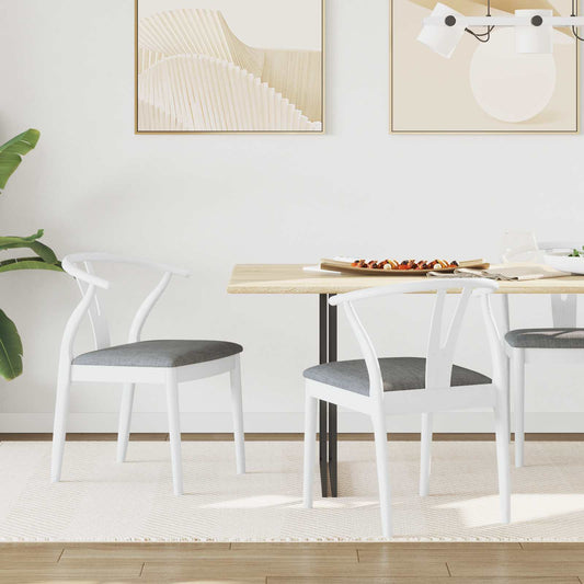 Sedia da pranzo 2 pcs Bianco e Grigio Legno di gomma solido | homemem39
