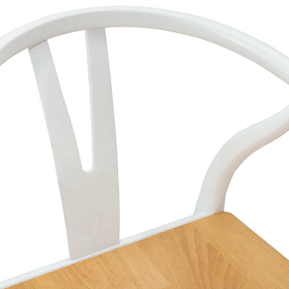 Sedia da pranzo 2 pcs Bianco e Naturale Legno di gomma solido | homemem39