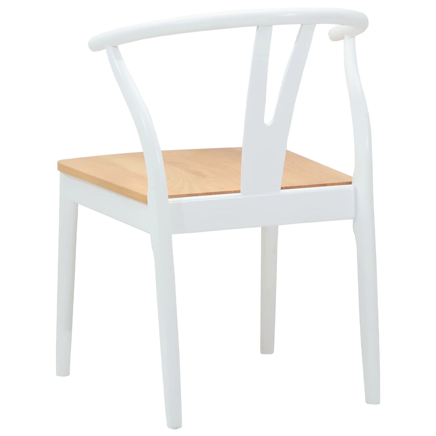 Sedia da pranzo 2 pcs Bianco e Naturale Legno di gomma solido