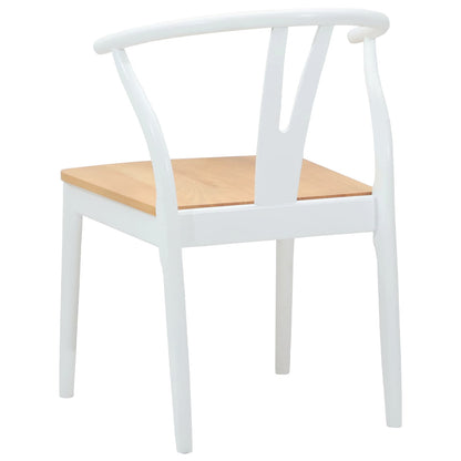 Sedia da pranzo 2 pcs Bianco e Naturale Legno di gomma solido