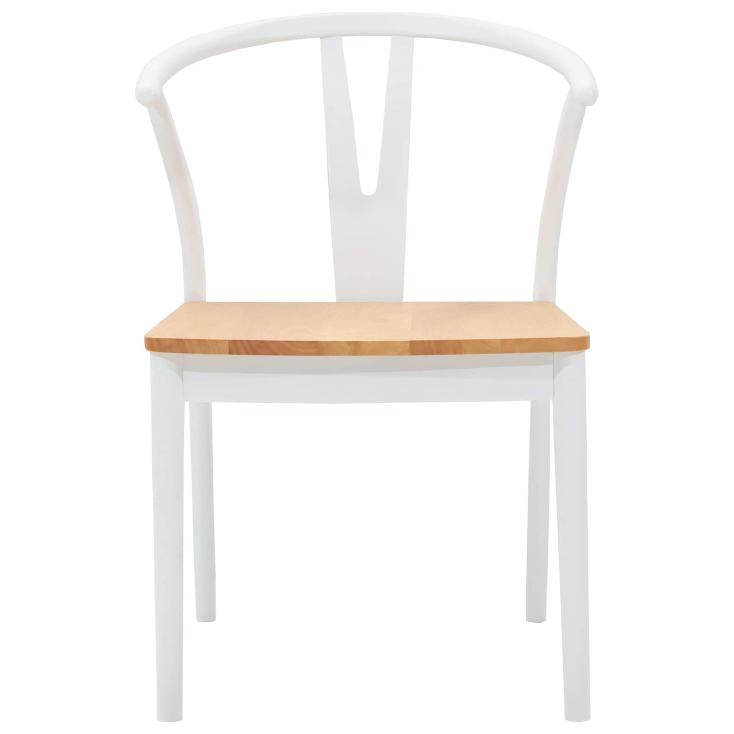 Sedia da pranzo 2 pcs Bianco e Naturale Legno di gomma solido