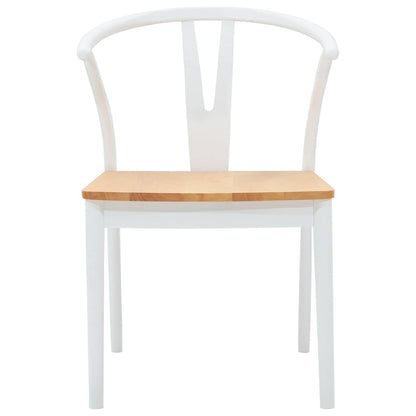 Sedia da pranzo 2 pcs Bianco e Naturale Legno di gomma solido