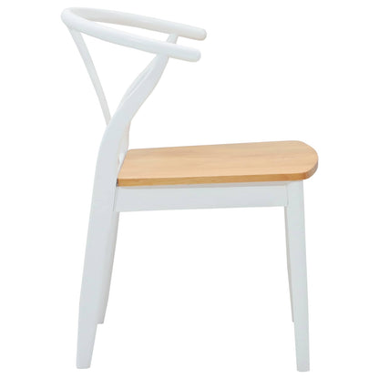 Sedia da pranzo 2 pcs Bianco e Naturale Legno di gomma solido | homemem39