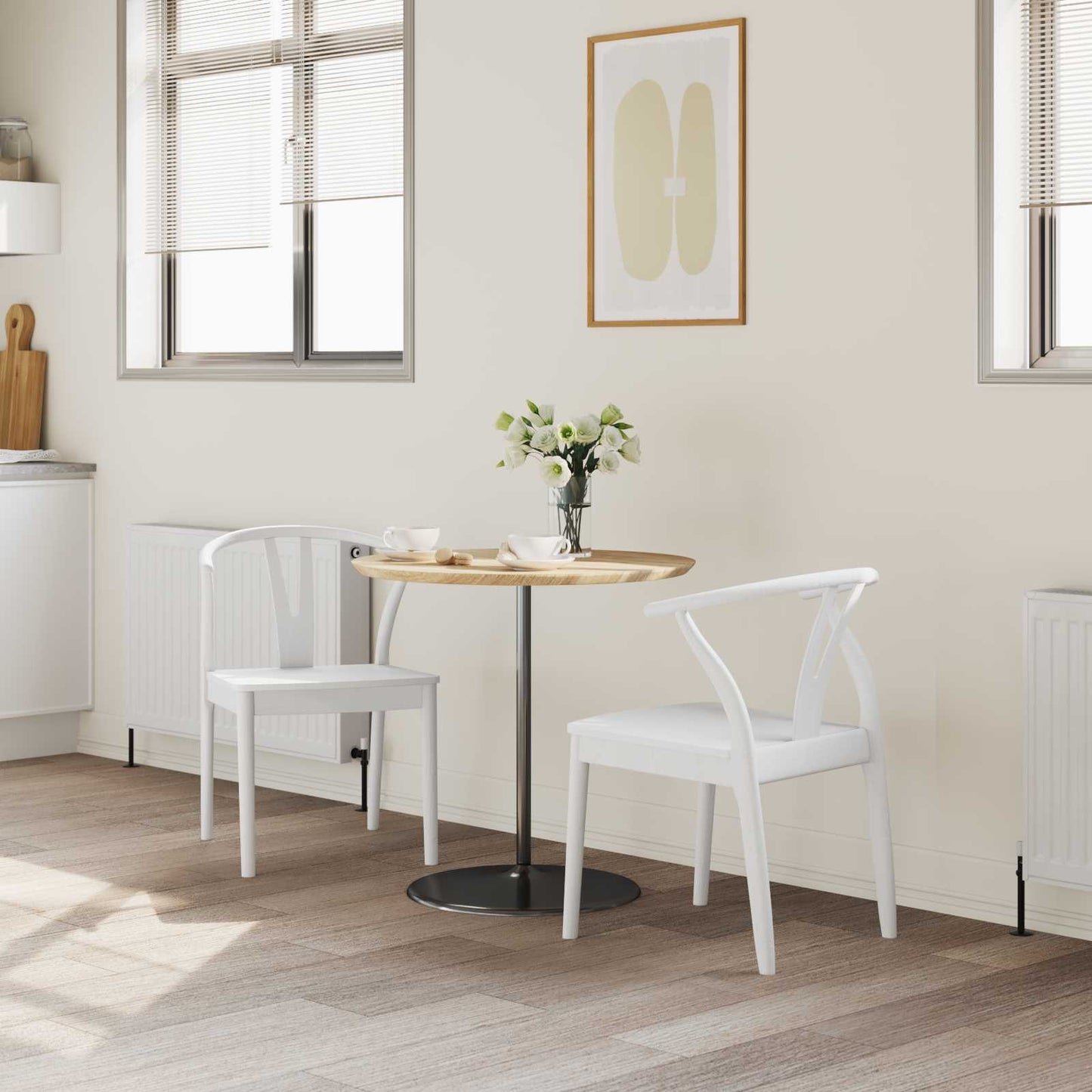 Sedia da pranzo 2 pcs Bianco e Bianco Legno di gomma solido | homemem39