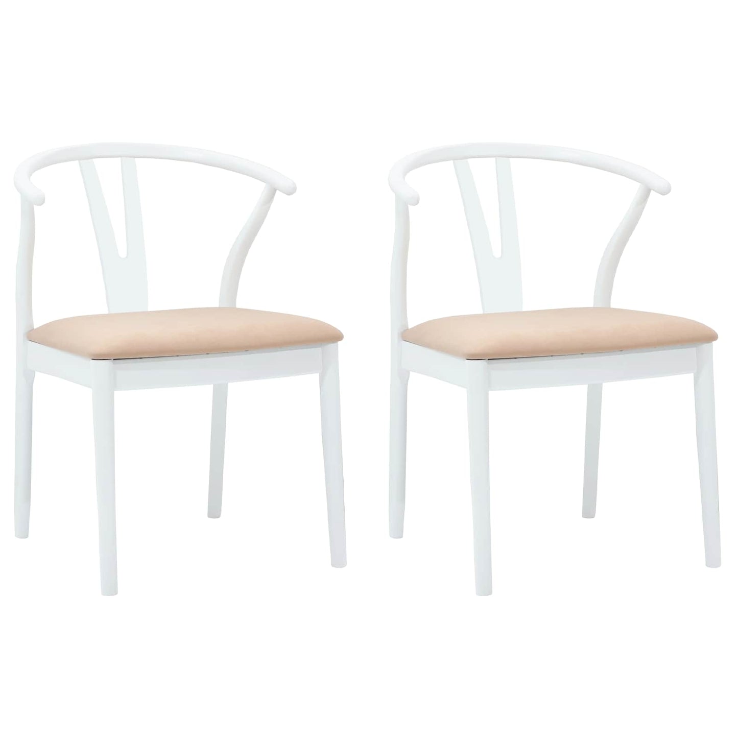 Sedia da pranzo 2 pcs Bianco e marrone Legno di gomma solido