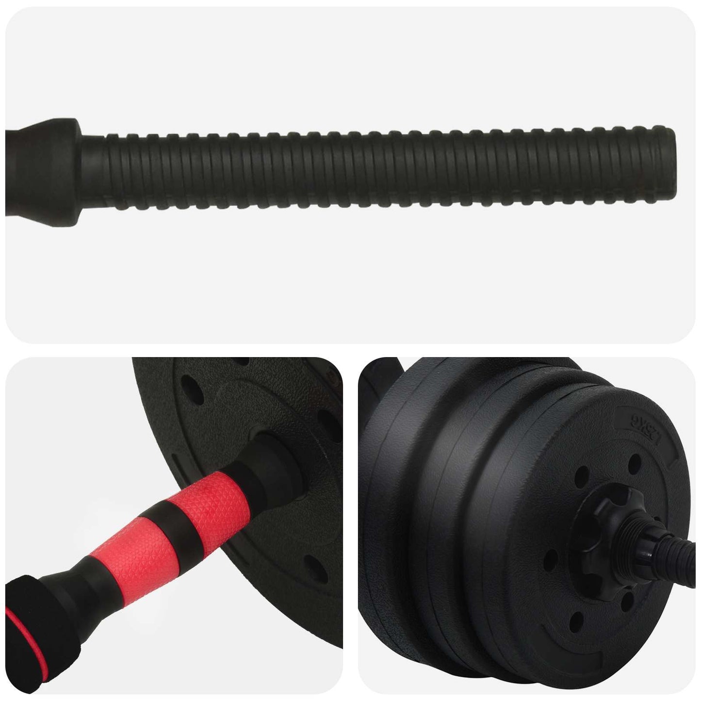 Set di Manubri 2-in-1 Nero e Rosso 121 x 19,5 x 19,5 cm