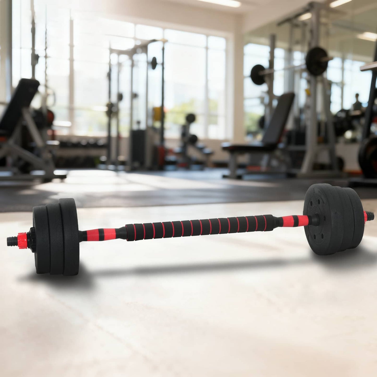 Set di Manubri 2-in-1 Nero e Rosso 121 x 19,5 x 19,5 cm