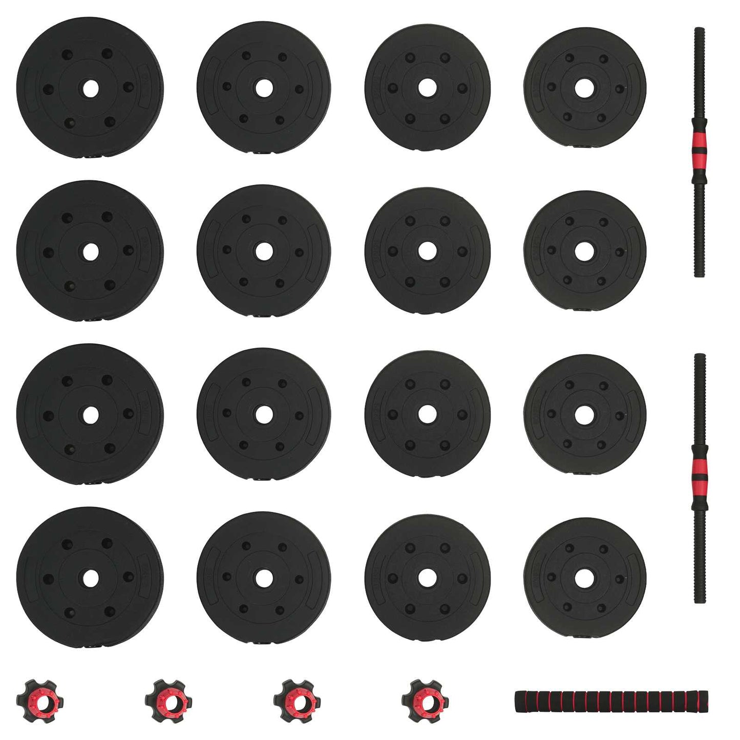 Set di Manubri 2-in-1 Nero e Rosso 121 x 19,5 x 19,5 cm