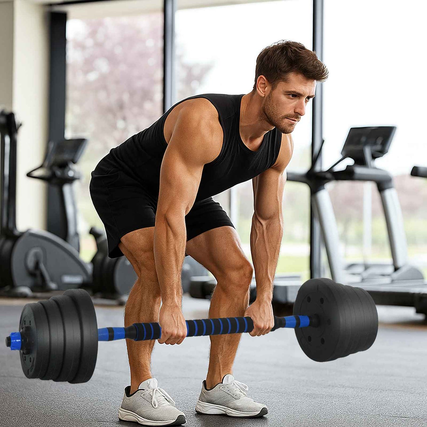 Set di Manubri 2-in-1 Nero e Blu 121 x 19,5 x 19,5 cm