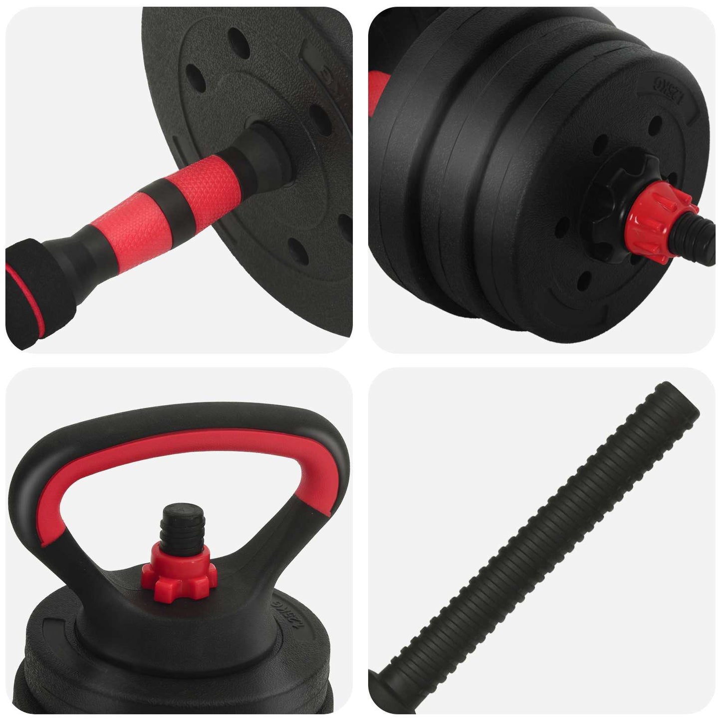 Set di manubri 4-in-1 20 kg Nero e Rosso | homemem39