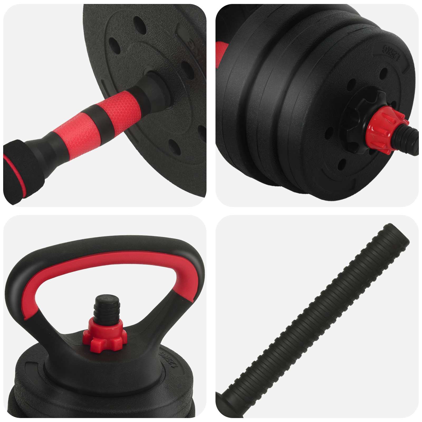 Set di manubri 4-in-1 20 kg Nero e Rosso | homemem39