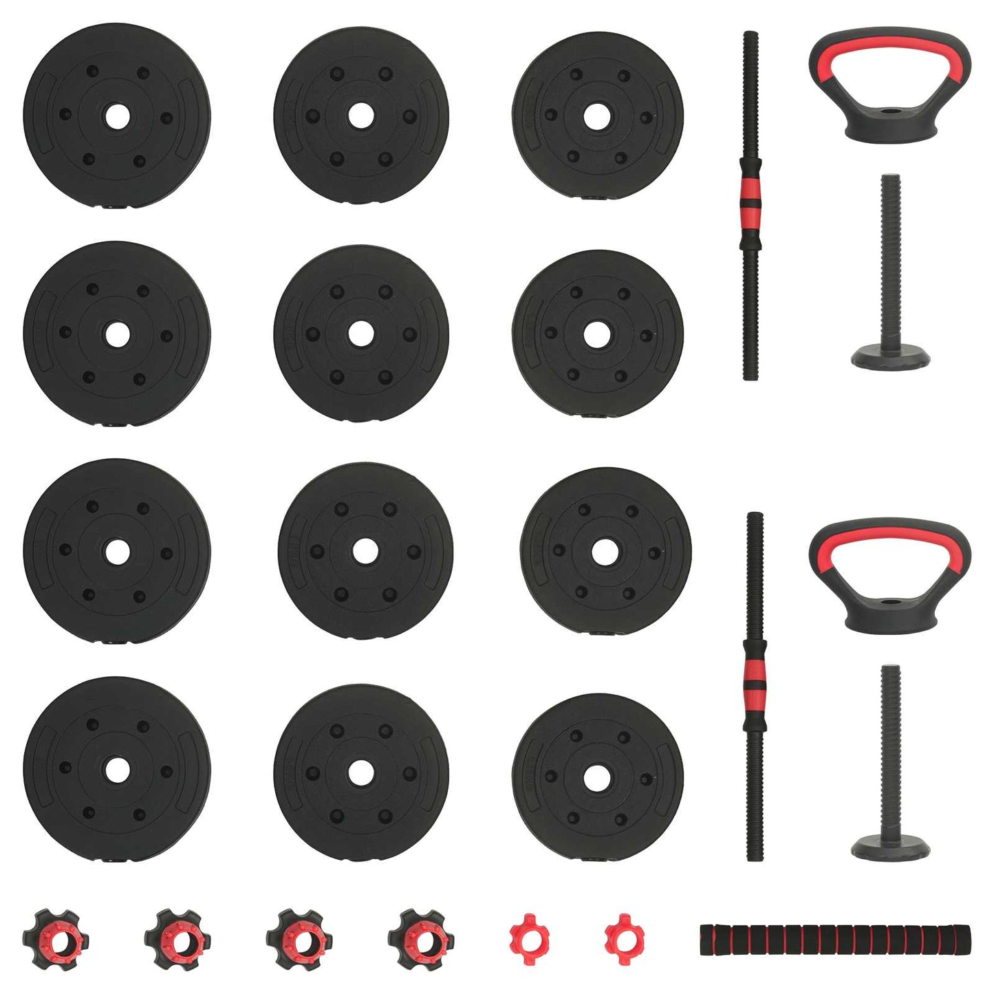 Set di manubri 4-in-1 20 kg Nero e Rosso | homemem39