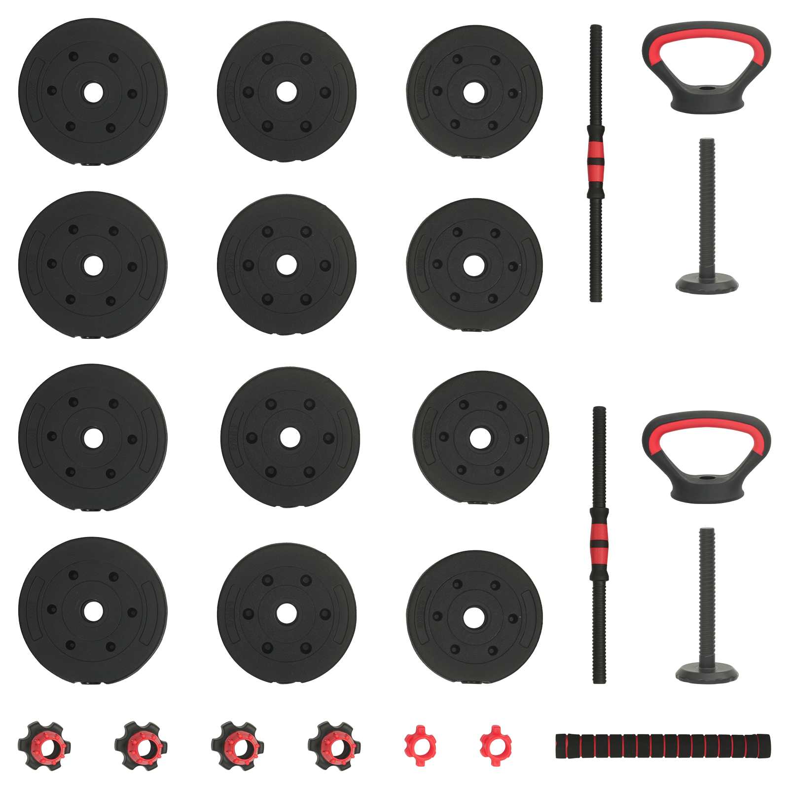 Set di manubri 4-in-1 20 kg Nero e Rosso | homemem39