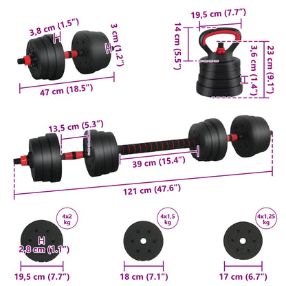 Set di manubri 4-in-1 20 kg Nero e Rosso | homemem39